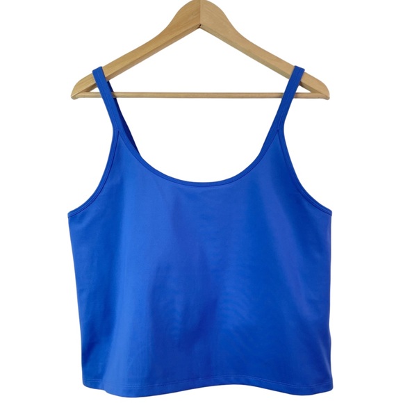 Girlfriend Collective Blue Gemma Scoop Tank Top with Built-In Bra Plus Size XXL - Picture 13 of 15